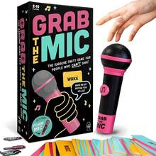 Lucky Official Grab Mic – Family Karaoke Board Game/Foam Mic, 8+ Ages, 2-10 Players - Games Bad Singers/ 250 Lyrics (125 Cards) (Second Edition) - Phiên bản thứ hai - Xem 1