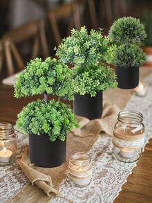 Árbol artificial, bonsái decorativo, ornamento de planta, diseño de doble capa, material de PE, planta artificial, planta en maceta mini orbe de jardín, decoración del hogar, acento de jardín, decoración de dormitorio y oficina, fiesta de jardín al aire libre, fiesta de cumpleaños, decoración de hotel, restaurante, sala de estar, dormitorio, boda, banquete, cocina, decoración de primavera y verano, acento verde - Multicolor - Ver 5