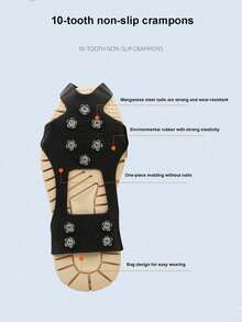 1 Pair Ice Cleats Anti-Slip Shoe Covers, Snow Reinforced Shoe Spikes, 5/8/10 Teeth Options For Ice, Skiing, Climbing, Running, Ice Fishing, Essential Outdoor Winter Sports Gear - Multicolor - View 9