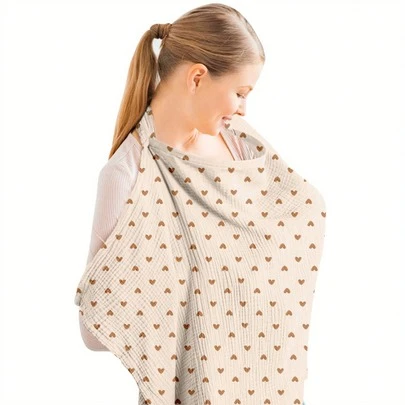 1pc Nursing Cover Scarf, Breathable Breastfeeding Cover Shawl For Outdoor Feeding