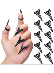 10pcs Dispensing Tools Gothic Nail Finger Cosplay Claw Metal Full Finger Ring, Devil Claw Updo Hair Nail Ring Ring Accessories For Haircuts And Styling Suitable For Parties And Festivals - Multicolor - View 3