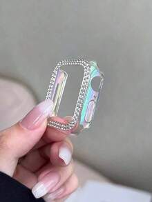 1个男女通用闪亮水晶装饰镂空表壳，时尚迷人保护套，兼容 38/40/41/42/44/45/46/49mm，Ultra/SE/11/10/9/8/7/6/5/4/3/2/1系列，智能手表配件 - 七彩色 - 查看 3