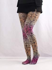 1pc Spring & Autumn Thin Pantyhose For Women, Lip, Plaid, Star Print Tights Leggings - Multicolor - View 29