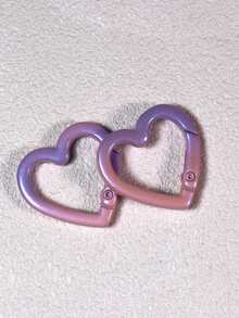 2pcs Colorful Ombre Heart Shaped Coil Spring Open Rings DIY Keychain Bag Pendant Accessories, Suitable For Handmade Crafts, Gift For Friends - Heart-shaped Keychain - View 6