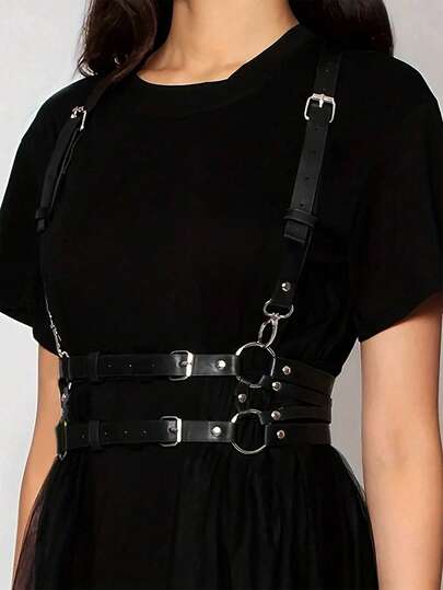 1pc Women's Renaissance Accessory Dark Gothic Style Fashion PU Leather Suspender, Suitable For Halloween Party Or Daily Wear