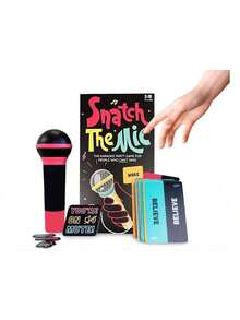 Snatch The Mic Karaoke Party Game Set - Fun Card & Mic Kit For Friends Gathering, Adult Party Supplies, Funny Game For Non-Singers - Multicolor - View 3