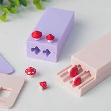 2pcs/Set Mini Mushroom-Shaped Soft Pottery Hand Rolling Mold, Three-Dimensional Miniature Clay Modeling Rolling Board, Earring Pendant Handmade Tool - Mushroom - View 9