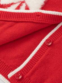 Balabala 2025款女童针织开衫，优雅花卉图案，时尚春季毛衣 - 紅色 - 查看 10