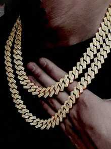 1pc Women's All-Match Versatile Super Shiny Punk Hip Hop Layered Chain Necklace, Multi-Size - New Cuban Necklace - View 17