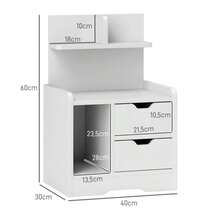 HOMCOM Bedside Table With 2 Drawers And Open Shelf, 40x30x60 Cm, White - White - View 3