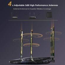 AC1200 无线路由器，千兆无线路由器，适用于家庭和游戏，1 个 10/100/1000Mbps WAN 端口，2 个 10/100/1000Mbps LAN 端口，支持 MU-MIMO 波束成形和 LNA+PA，IPv6，双频无线路由器