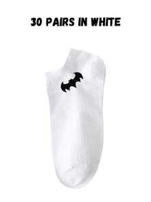 DC Comics 1/5/10/15/20/25/30 pares de calcetines tobilleros esenciales suaves y ligeros para hombres, versátiles calcetines de barco casuales para hombres y mujeres/parejas, delgados para primavera y verano, serie en negro/blanco/gris, patrón de Batman, cómodos y transpirables, adecuados para regalos festivos, vuelta al colegio, viajes y uso diario - Multicolor - Ver 14