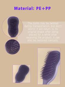 1pc Natural Smoothing Hair Brush, Scalp Care Massage Brush With Anti-Slip Handle, Suitable For Curly, Straight, Dry Or Wet Hair - Multicolor - View 7