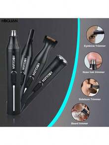 四合一专业理容套装，USB充电式鼻毛/耳毛修剪器、胡须/眉毛剃除器，男士个人护理工具，500mAh电池容量 - 黑色 - 查看 10