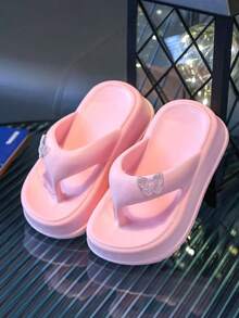 HAHABOBO 新款粉色 EVA 女童拖鞋，3D 蝴蝶設計，輕盈時尚，四季室內外通用，適合露營/派對，幼兒沙灘/泳池水鞋，旅行用 - 粉色 - 查看 4