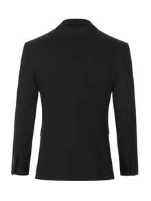 Bộ vest 3 món họa tiết xương cá dành cho nam, kiểu dáng ôm sát, thích hợp cho công sở, đám cưới, gồm áo khoác, áo vest và quần tây, phong cách cổ điển thanh lịch cho các buổi tiệc. - màu đen - Xem 2