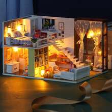 Wooden Miniature House Kit: Simple Style DIY Model For Creative Gifts And Home Decoration. - Nhiều màu - Xem 3