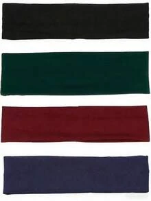 1/5 女士吸汗运动头带套装 - 宽版、弹力、纯色面料头带，适合跑步和健身，舒适防滑设计，秋季配饰，秋季头巾，女士时尚头巾，秋季发带，冬季度假装扮。