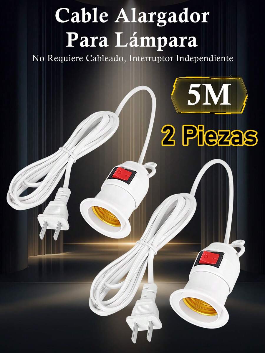 2 piezas Extensión Con Socket Para Foco 5 Metros(no contenido focos)