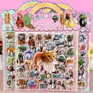 3Dバブルステッカー ゴールドフォイルアクセント、子供用カートゥーンステッカー、誕生日パーティー装飾、サプライズクリスマスギフト