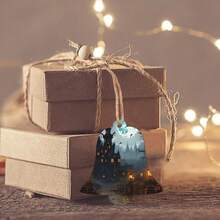 Adornos de madera de Navidad, castillo sombrío y bruja, árbol de Navidad, para colgar en forma de árbol de Navidad, decoración colgante de Navidad para Año Nuevo, decoración de, 2 piezas - Forma de campana - Ver 2