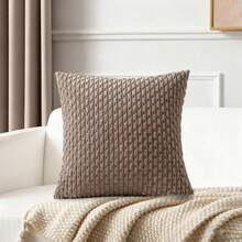 1 件/2 件波西米亚条纹枕套（不含枕芯），柔软毛绒灯芯绒纯色装饰方形枕套，适合节日、沙发、卧室、床、所有季节 - 棕色 - 查看 7