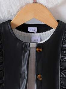 3pcs Infant/Toddler (Girl) Elegant Academy Style Outdoor Long Sleeve Jacket + Base Layer + Plaid Skirt Set, Medium-Thick Autumn/Winter - Black - View 4