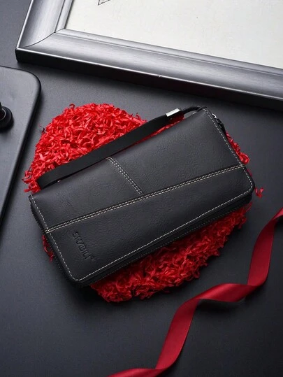 SHABILI 新作 メンズ長財布 ファッション ソフトレザー ジッパー式 マルチカードスロット 大容量 スマホ収納 メンズ マネーウォレット 財布