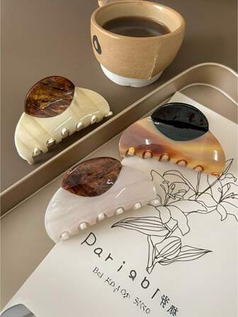 คลิปหนีบผมกิ๊บหนีบผมอะคริลิคสีตัดกันขนาดกลางสไตล์ฝรั่งเศสสำหรับผู้หญิง คลิปหนีบผมแฟชั่น เครื่องประดับผมสำหรับฤดูหนาว