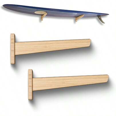 Surfboard Wall Mount Suitable For Longboards And Shortboards Snowboards Beautiful Bamboo Storage Rack Works For Indoors And Outdoors Display Amber