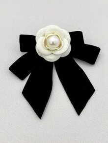 دبوس وردة الكاميليا ذو الشريط الحريري الأنيق المطفي الجديد من الموضة الكورية، للزينة على الياقة للنساء