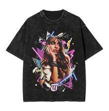 Washed T Shirts TINI STOESSEL Futtura Tour T-Shirts Harajuku Singer Streetwear Short Sleeve Graphic Printed Tee Shirt Men Women - 黑色 - 查看 1