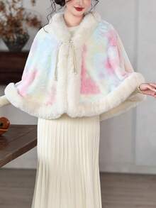 1pc New Bridal Gown Shawl Cloak Outerwear, Thick Warm Jacket, Lovely With Sweater, Suitable For Winter - A - View 5