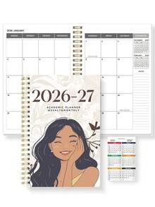 1 cuốn sổ kế hoạch hàng tuần/hàng tháng năm học 2026-2027, tháng 1 năm 2026 - tháng 12 năm 2027, kích thước 5.7" x 8", khổ A5, sổ kế hoạch hàng tháng có chức năng ghi chú, bìa chống thấm nước, nhật ký cá nhân, đồ dùng văn phòng và học tập. - Chữ ký nhiều màu + năm màu - Xem 8