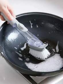 1pc Multifunctional Long Handle Dish Brush, Auto Liquid Dispenser Sponge Brush, Replaceable Brush Head, Pot Pan Cleaner, Non-Scratch, Quick Cleaning, Suitable For Kitchen And Home, Great Gift For Mother's Day, Graduation, New Year - Multicolor - View 4