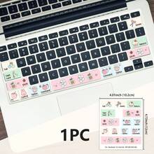 SUPSTICKER 1 片，尺寸：4.01*4.72 英寸，可爱卡通动物元素图案局部键盘装饰贴纸，适用于 13.3 英寸 Macbook Air 键盘，自粘乙烯基材质，可撕除并重复使用，美化并保护笔记本电脑键盘 - 彩色 - 查看 13