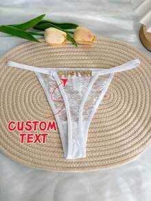 1 Stück personalisierte Kristall-Buchstaben-Dekor-Spitze sexy Tanga-Höschen, bequeme minimalistische G-String-Höschen, Geschenk für Freunde, Paare, Freundinnen zum Valentinstag, Weihnachten, Halloween, Thanksgiving, Geburtstag, Jahrestag, personalisiertes Geschenk, Geschenk für sie - Verschiedenfarbig - Übersicht 5