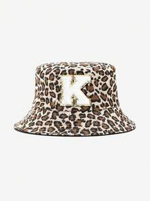 1顶豹纹印花26字母图案渔夫帽，时尚复古精致百搭轻便遮阳帽，适合12-14岁男孩女孩日常、户外、钓鱼、徒步、休闲、上学等场合佩戴，可作为实用礼物赠送。 - 豹紋 - 查看 7