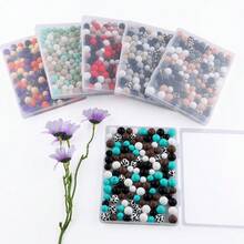 120pcs/Box, 12mm/15mm Printed Silicone Beads And Solid Color Beads Mixed, Suitable For DIY Handicrafts, Bead Pens, Bag Decoration Pendants, Etc - Multicolor - View 2