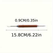 1pc Carved Rosewood Handle Coffee Latte Art Pen, Tool For Creating Decorative Patterns In Coffee, Comes In Gift Box - Multicolor - View 5