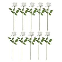 1/5/10 Pcs Artificial Roses Bulk Fake Roses With Long Stem Silk Rose Bouquets Artificial Flower Girlfriend Gift For Bridal Wedding Flowers Wedding Table Centerpiece Valentine's Day Decorations Floral Arrangement Garden DIY Home Decor Wreath Making Supplies - White - View 13