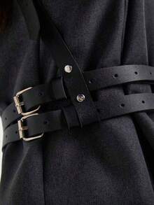 1pc Women Bondage Lingerie Couple Toy Sexy Belt Black Fashion Chest Half Body Faux Leather Harness - Black - View 3