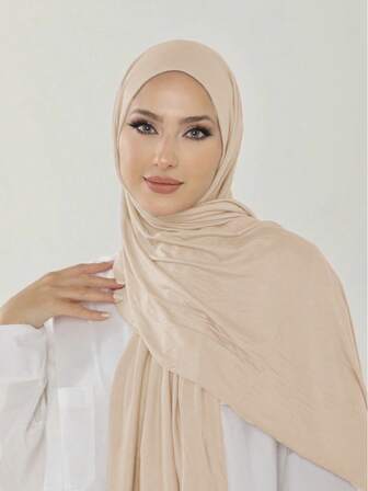 1pc Women's New Large Size Hijab Scarf, Solid Color Casual & Soft