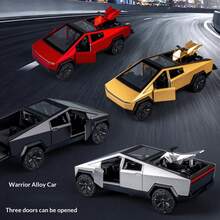 1:36 Cyberpunk Style Pickup Truck Model, Futuristic Realistic Toy Car, Collectible Alloy Model, Creative Decor For Boys, Desktop Ornament, Movable Car Model (With Mountain Bike), Birthday/Christmas/Easter/New Year Gift