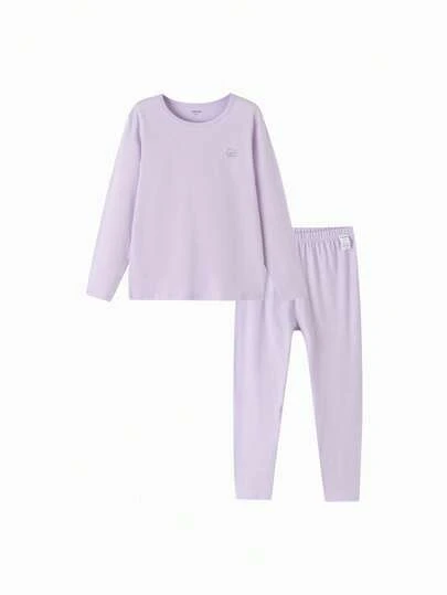 Balabala Girls' Warm Underwear Set, Soft Cotton Comfortable Base Layer Pajama Set, Spring/Autumn