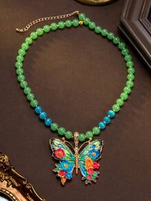 Dây chuyền trang sức thời trang nghệ thuật độc đáo, thiết kế năng động 3D hình bướm và hoa nhiều màu sắc, phong cách cổ điển hiện đại, làm bằng hợp kim với điểm nhấn là đá quý, thích hợp làm quà tặng cho bạn bè, người yêu, người hẹn hò, cũng như cho các dịp hàng ngày, tiệc tùng, kỳ nghỉ và lễ kỷ niệm. - Nhiều màu - Xem 3