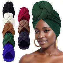 Awegeo Luxury Solid Color African-Inspired Turban Headwrap – Exclusive Design With Artisan Forehead Bow |     Sophisticated Headwear For Special Occasions - A - Xem 1