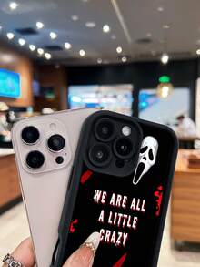 Funda con diseño de gritos, compatible con fundas :  17,  16 Pro Max,  15 Pro Max,  13 y  12. Fabricada con TPU resistente, ofrece protección contra golpes y caídas, además de un agarre cómodo. Es un regalo ideal para familiares, amigos, seres queridos, novios o novias, y para Halloween. - Negro - Ver 4
