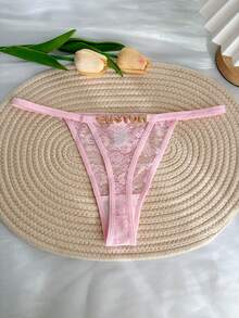 1 Stück personalisierte Kristall-Buchstaben-Dekor-Spitze sexy Tanga-Höschen, bequeme minimalistische G-String-Höschen, Geschenk für Freunde, Paare, Freundinnen zum Valentinstag, Weihnachten, Halloween, Thanksgiving, Geburtstag, Jahrestag, personalisiertes Geschenk, Geschenk für sie - Verschiedenfarbig - Übersicht 9