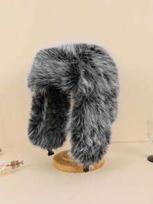 1 Stück Damen Zweifarbige Flauschige Dicke Warme Winddichte Modische Lässig Trappermütze, Geeignet für Winter, Alltag, Skifahren, Outdoor-Sport - Plüsch - Übersicht 3